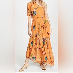 Farm Rio Amber Hearts One Shoulder Dress